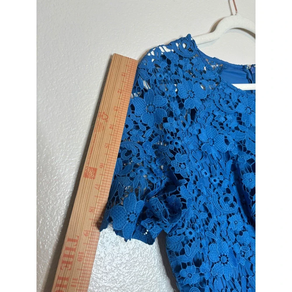 Shoshanna Edgecombe‎ Blue Floral Lace Midi High Low Dress Size 12
